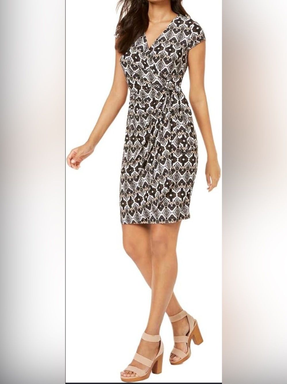 INC International Concepts Black and White Printed Sheath Dress